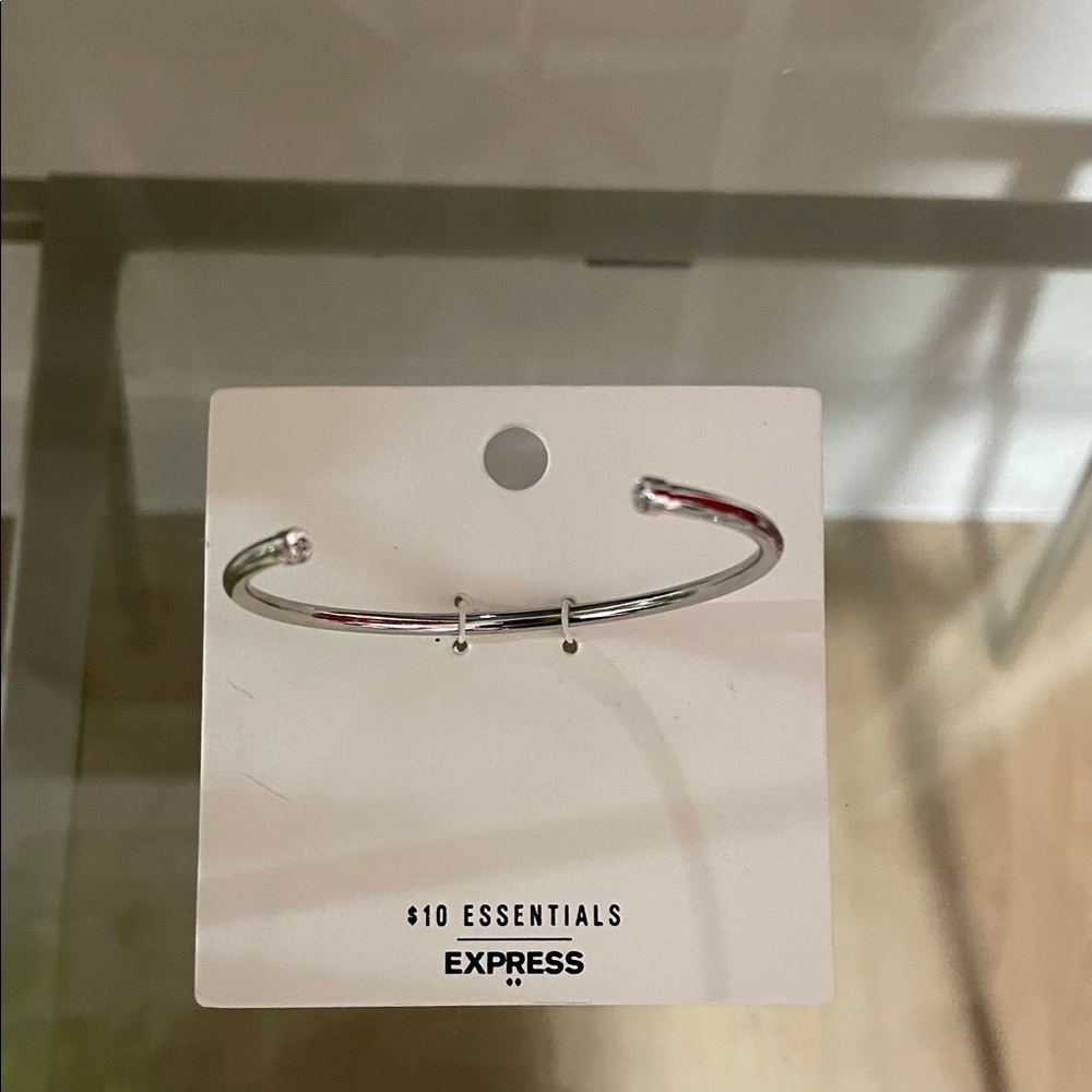 Express Shiny Silver Open-Ended Cuff Bracelet - Picture 3 of 5